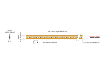 24V IP20 White LED Strip Light SOLID4.4 Series with 9.85 ft length, 0.26 inch width, and cut-anywhere design