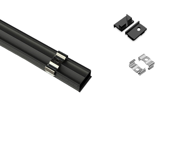 The GLQ 1811 aluminum channel with matching endcaps and 1205 metal clip.