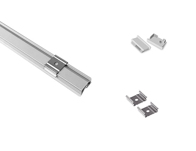The GLQ 1326 Silver aluminum channel with metal clips and endcap.