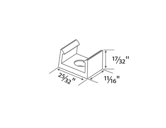 Mounting clip used to install and stabilize the LED pool light strip along various surfaces.