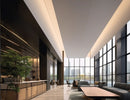 A 3000K flicker-free LED strip installed on the indoor lobby ceiling creates a soft warm light effect.

