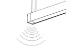 A diagram showing a motion sensor is installed at one end of GL LED L8070 linear light fixture.