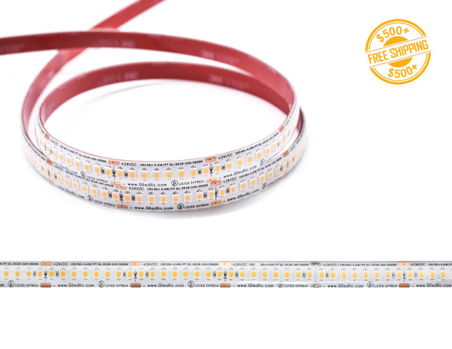 PRO Series 24VDC wet rated IP65 low voltage LED strip lights and a label for free shipping on orders over $500.