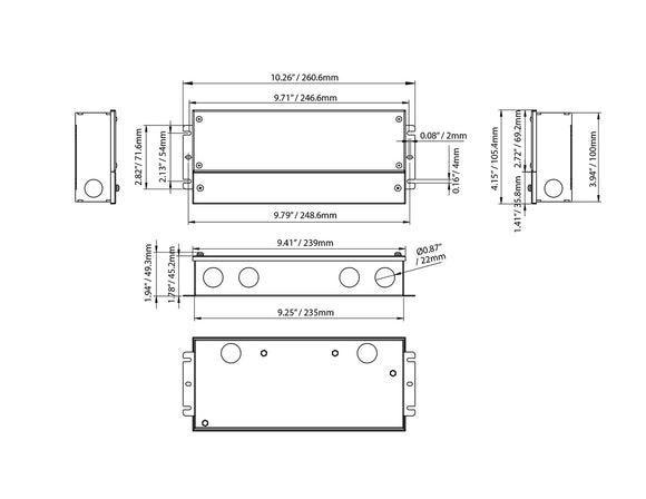 Dimensions of LED Dimmable Driver - 5 in 1 dimming - G-150W-24V.