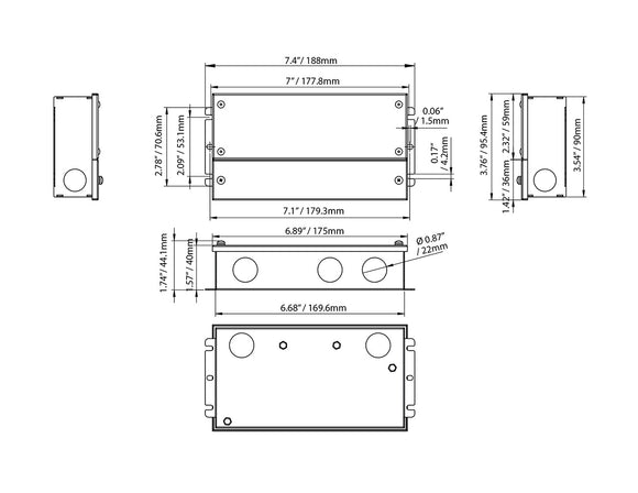 Dimensions of LED Dimmable Driver - 5 in 1 dimming - G-60W-24V.