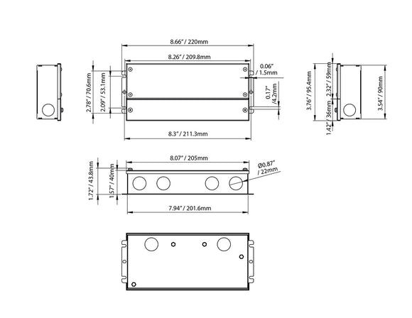 Dimensions of LED Dimmable Driver - 5 in 1 dimming - G-96W-24V.