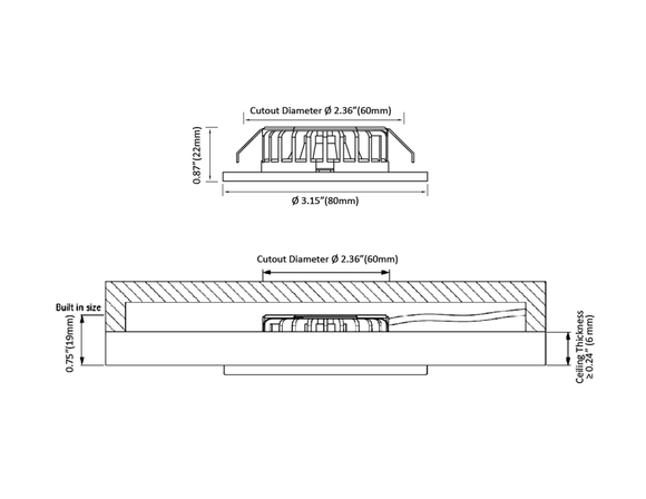 Recessed puck light dimension