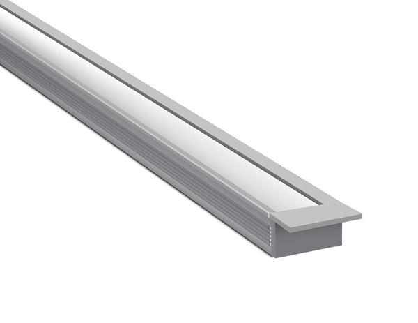 ANGLE RECESS - GLQ 1811 Silver Aluminum Channel + Milky Diffuser - 94" - 2