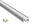 ANGLE RECESS - GLQ 1811 Silver Aluminum Channel + Milky Diffuser - 94" - 1