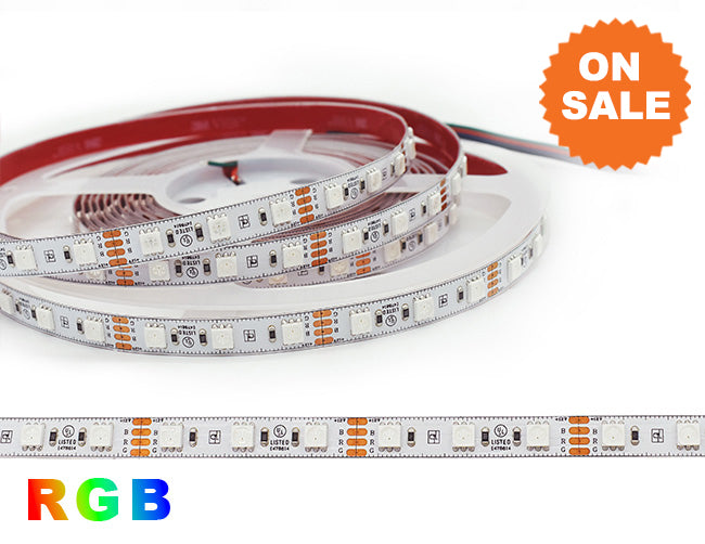 High Bright Series 24VDC low voltage RGB LED strip lights and a label for free shipping on orders over $500.