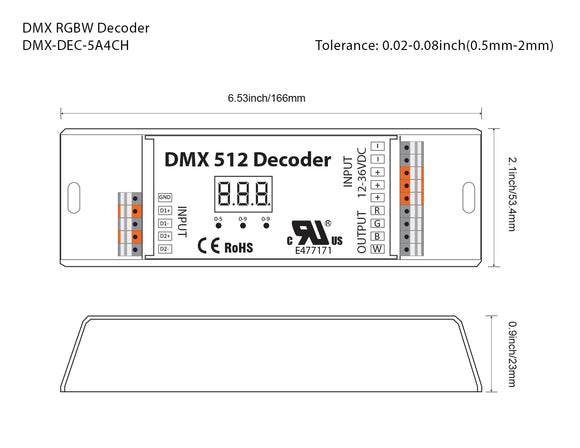 Dimensions of DMX RGBW Decoder
