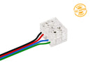 Easily connect your RGB strip light to a power source with this screw terminal connector. No soldering required – simply tighten the screws for a secure and reliable connection. Ideal for quick and hassle-free installations of RGB lighting systems.