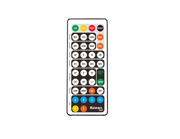 Wireless RF remote controller for intelligent lighting control, featuring multi-function buttons for commissioning luminaires with occupancy sensors, daylight harvesting, dimming, and parameter adjustment.