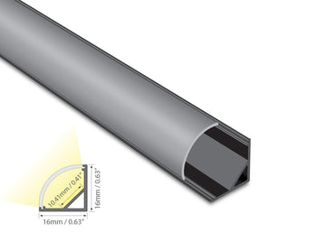 ROUND CORNER-S - YD 1002 Black Aluminum Channel + Black Diffuser - 24"