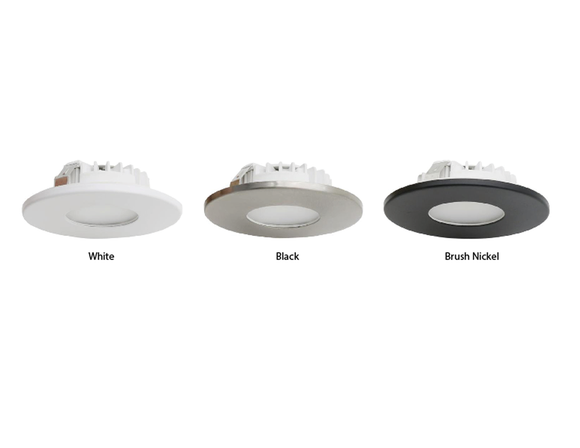 24V Recessed LED Puck Light with Interchangeable White, Black, and Brushed Nickel Trim Options