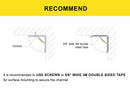The recommended surface mounting options for the YD 1002 channel is either the use of screws or 3M double-sided tape.