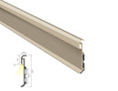 SHALLOW SKIRT beige aluminum LED channel with milky diffuser installed on living room baseboard