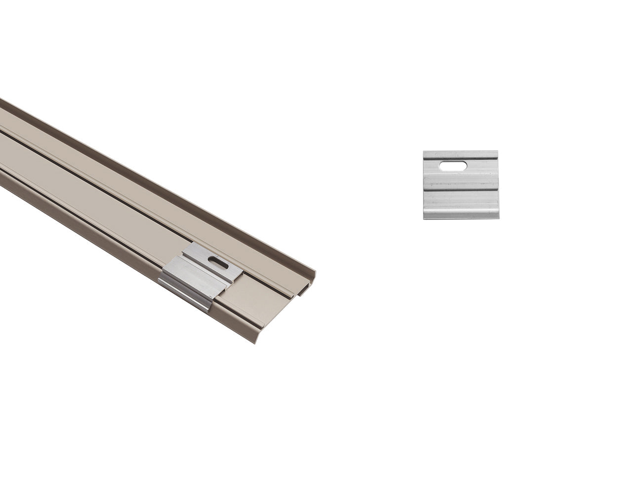 Beige aluminum LED channel matching warm-toned flooring