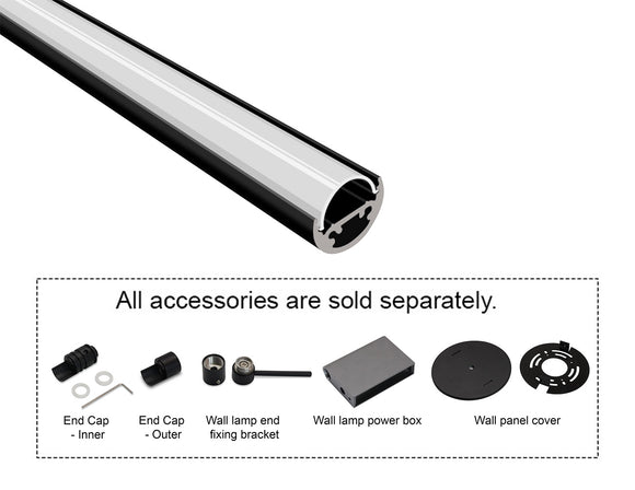 Accessories for SOFTRAY GLJ E621101 wall-mounted LED channel including end caps, fixing bracket and wall lamp power box