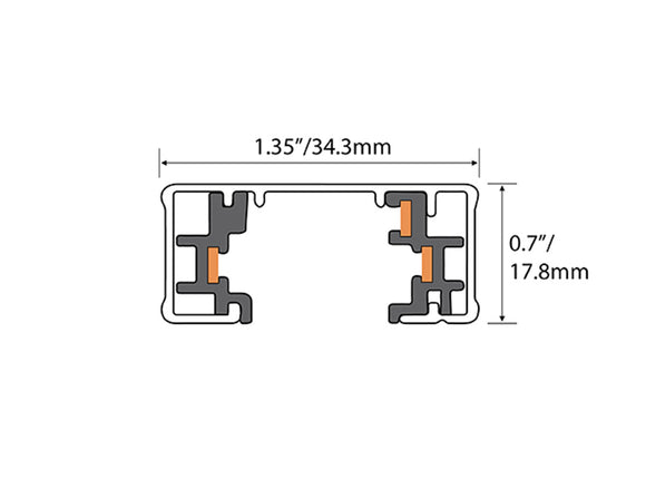 Dimensions of Single Circuit Track System - H Type - Single Circuit Track.