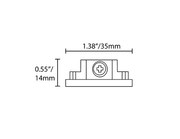 Dimensions of Single Circuit Track System - H Type - End Cap.