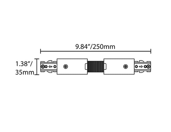 Dimensions of Single Circuit Track System - H Type - Flexible Connector.