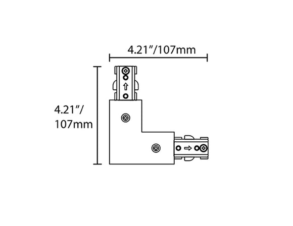 Dimensions of Single Circuit Track System - H Type - L Connector.