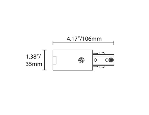 Dimensions of Single Circuit Track System - H Type - Live-End Connector.