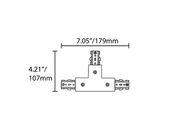 Dimensions of Single Circuit Track System - H Type - T Connector.