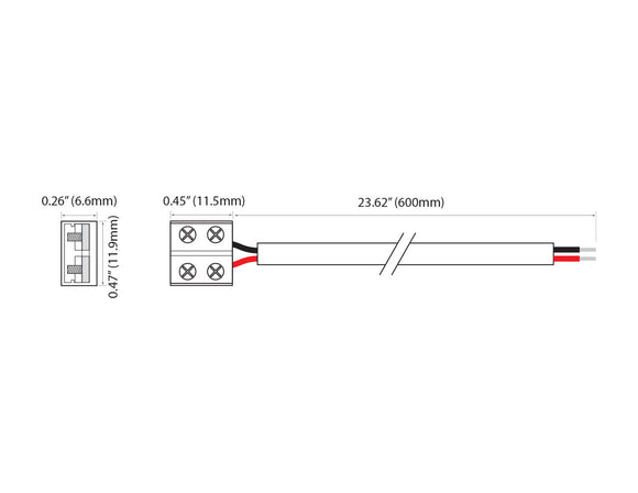 Strip to Power Connector for Single Color LED Strip Light 8/10mm STA3-S2P