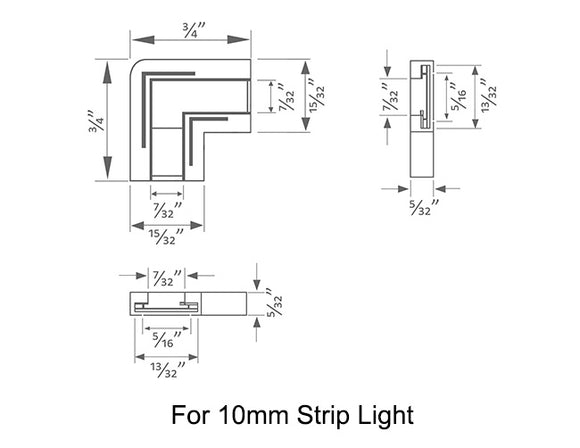 Strip to Strip L Shape Connector for Single Color LED Strip Light STAF-S2S-L (2pcs/pkg)