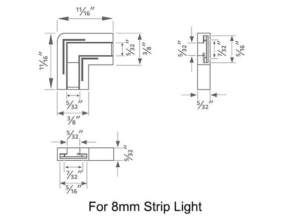 Strip to Strip L Shape Connector for Single Color LED Strip Light STAF-S2S-L (2pcs/pkg)