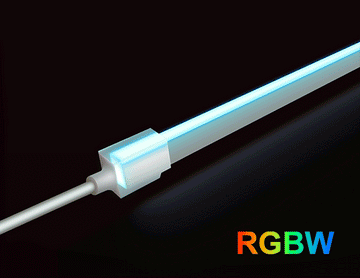 Side bending RGBW waterproof LED strip light for swimming pool installations, flexible PVC extrusion with sealed structure.