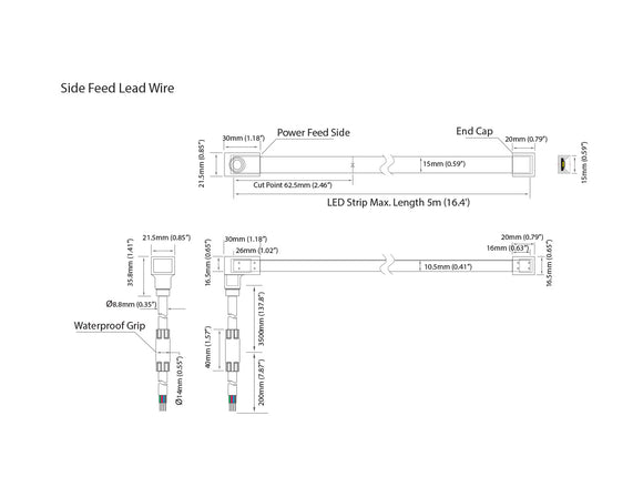 RGB LED Swimming Pool Light Strip - Top Bend - Durable IP68 Rated Perfect for Outdoor Use