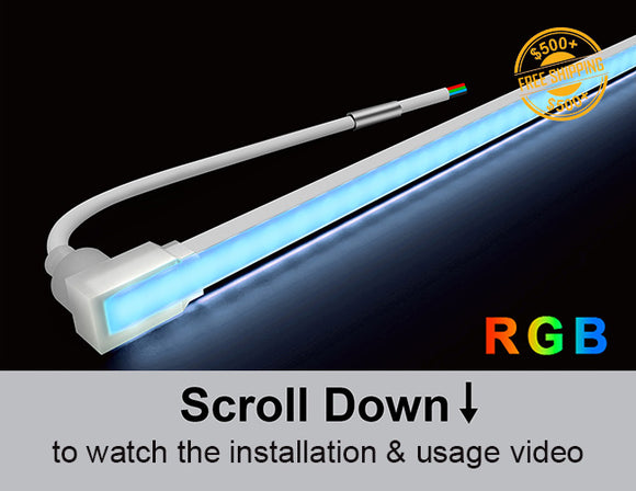 SWIMMING POOL Series 24VDC low voltage RGB LED strip lights and a label for free shipping on orders over $500. This wet rated low voltage RGB LED light strip is best suited for very wet submerged environments like pools.