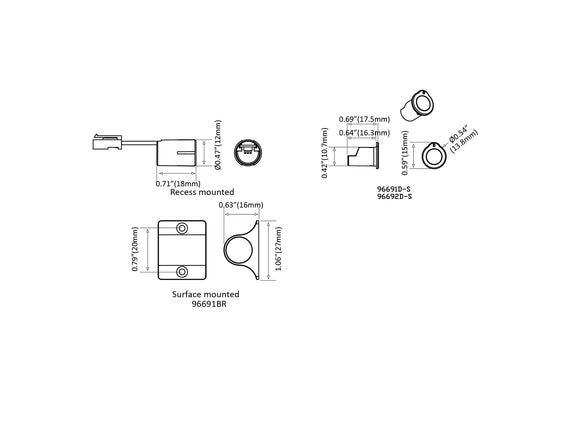 Undercabinet Light - Touch Dimmer - Wired (for LDV/LDL centralized control) - Black