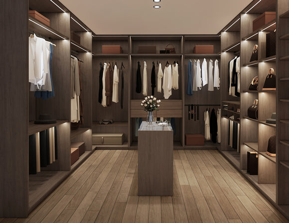 The Undercabinet Light – Touch Dimmer – Wired allows easy control of wardrobe lighting with a simple touch. A short tap switches the light on or off, while a long press smoothly adjusts brightness from 10% to 100% for personalized illumination.