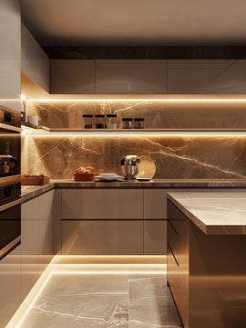 Surface-Mounted Linear Light– infinite cutting, plug-and-play design with no soldering required; supports seamless connection and optional hand-sweep, motion, or touch-dimming switches. 