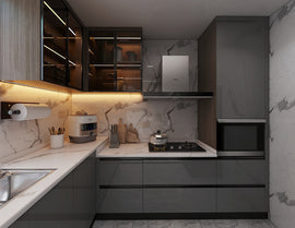 Surface-Mounted Linear Light with anthracite finish for modern cabinet design.