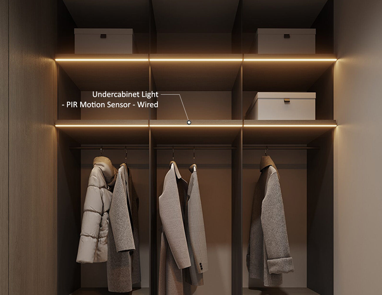 Undercabinet Light - PIR Motion Sensor - Wired (for LDV/LDL centralized control) - Black