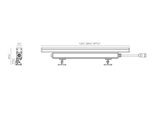 The dimensions of the W38A wall washer LED lights.