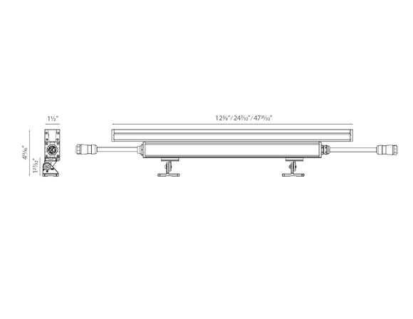The dimensions of the W38A wall washer LED lights.