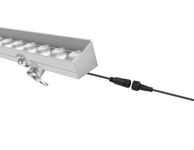 A picture showing LED Wall Washer Linear Light - Wall Grazer 2321 fixtures can be connected to each other using water-proof connectors.