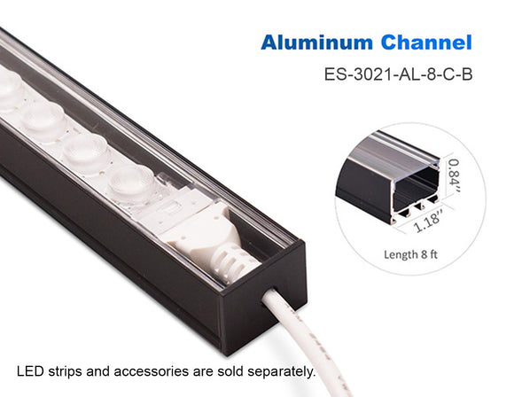 3021 Linear ES 3021 Black Aluminum Channel with Clear Diffuser delivers powerful linear LED illumination with a modern recessed look. Designed with an inner clip system for stability and superior heat control, it’s ideal for architectural wall washer and accent lighting installations.