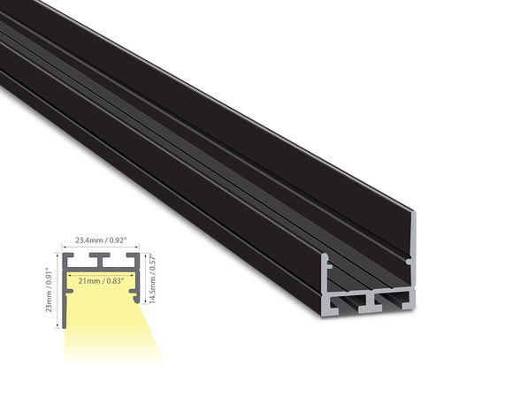 Dimensions of the ES 2321 aluminum channel.