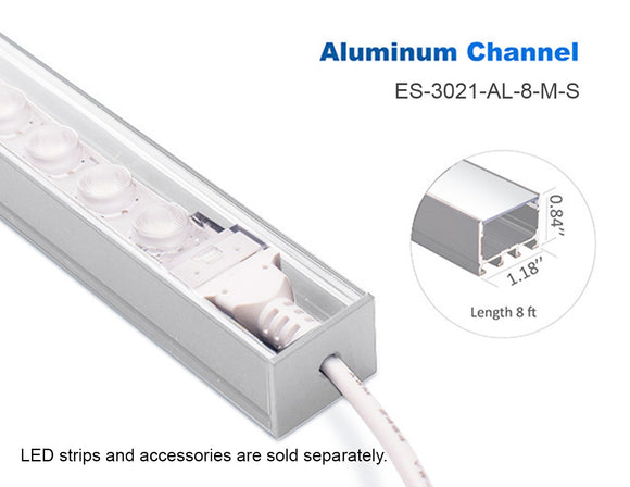 3021 Linear ES 3021 Silver Aluminum Channel with Milky Diffuser provides smooth, glare-free LED illumination with a clean, architectural finish.