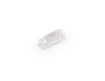 Transparent solder-free wire connector for low voltage LED strip and cabinet lighting applications