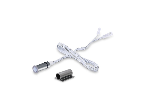 Wired Independent Control - PIR Sensor Switch with recessed motion sensor and mounting clip, designed for automatic lighting control in cabinets, wardrobes, shelving, and architectural millwork applications.