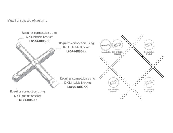 LED Linear Light - L8070 - Acoustic Housing - Milky Flat Lens - X Shape - 10