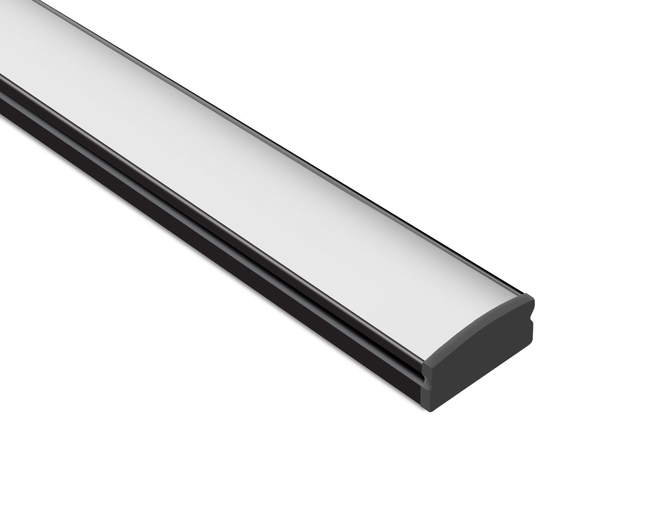 SLIM FLAT - YD 1205 Black Aluminum Channel + Milky Diffuser - 94" - 0